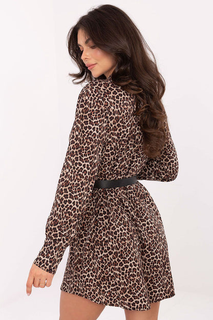 beige long sleeve mini chic beige long sleeve mini dress with bold animal print – elegant, versatile women's fashion