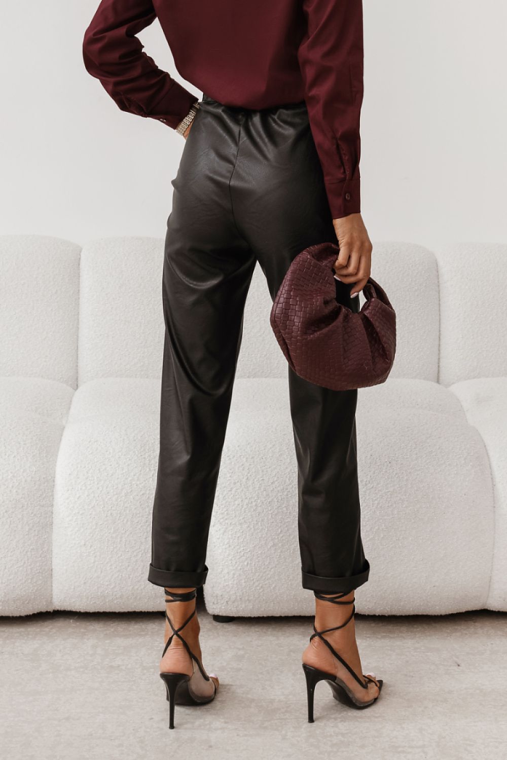 brown maxi elegant brown women's cigarette trousers | comfortable & versatile for office & casual wear view 6
