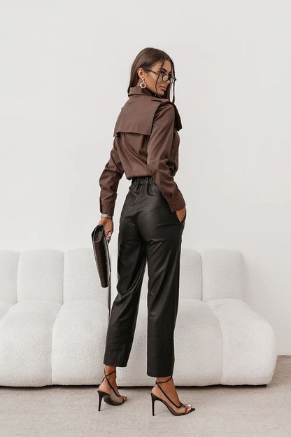 beige long sleeve elegant beige long sleeve shirt for women – casual & formal wear view 9