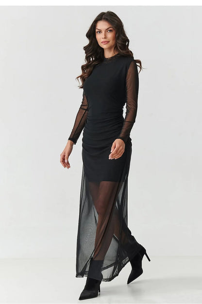 black tulle mini evening dress alternate angle