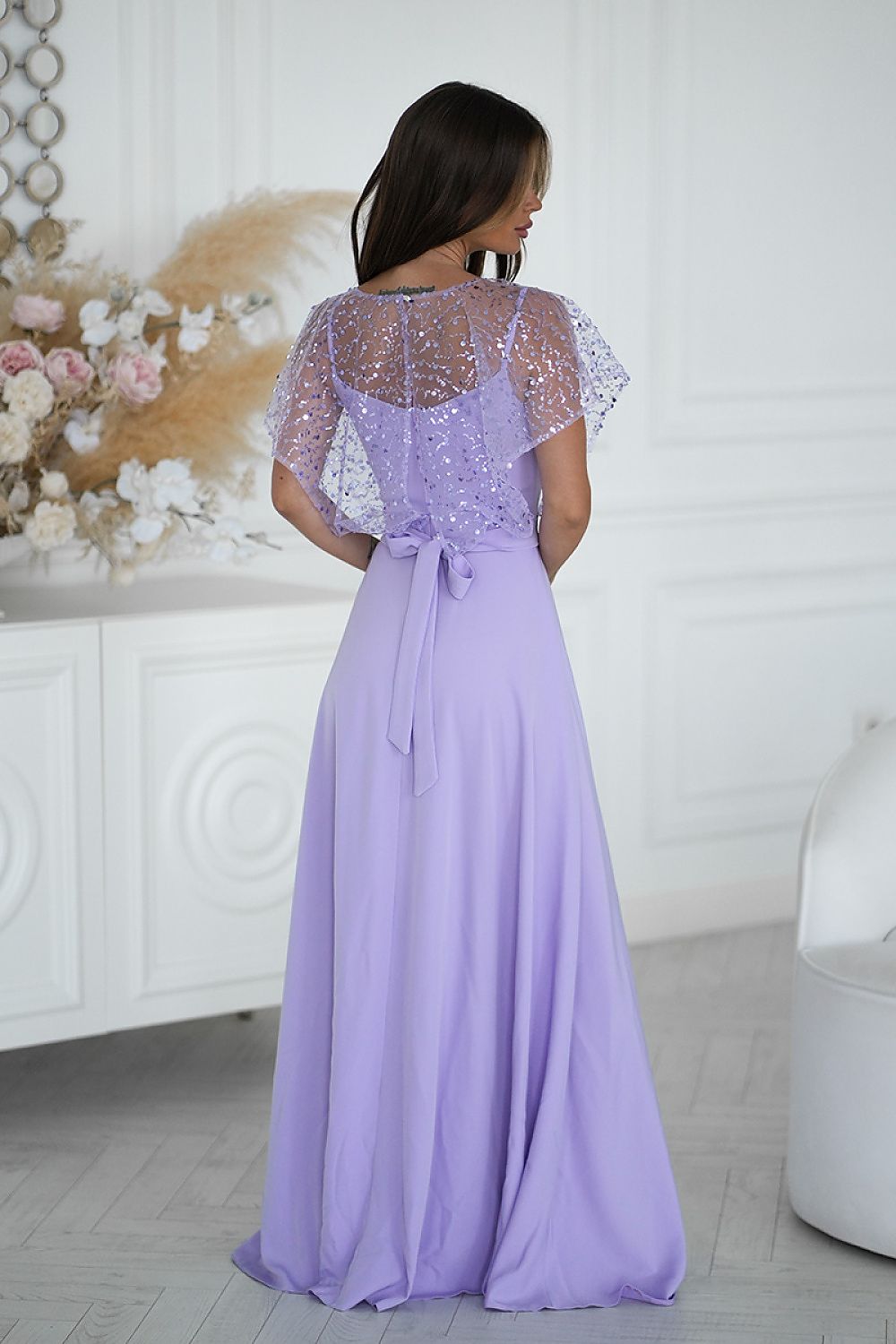 black sequin belted long dress view 20