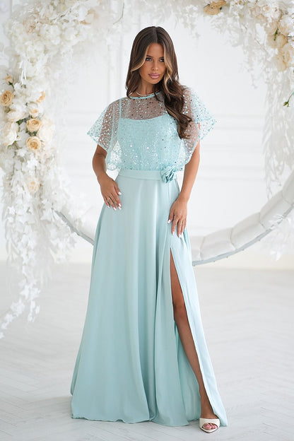 black sequin belted long dress view 24