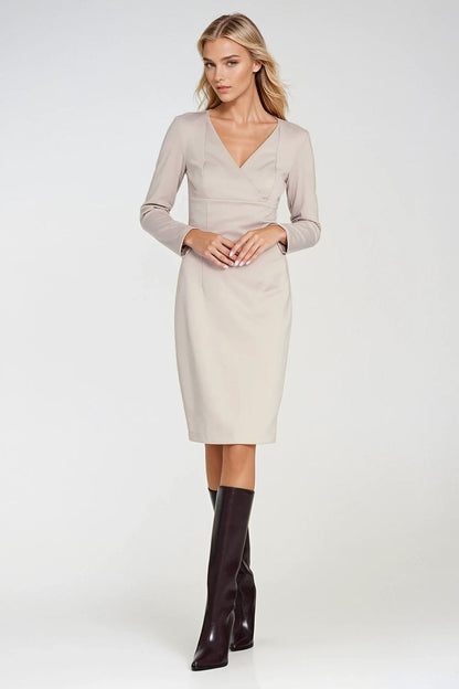 violet wrap lace violet wrap pencil dress — elegant, feminine, flattering fit for every occasion view 14