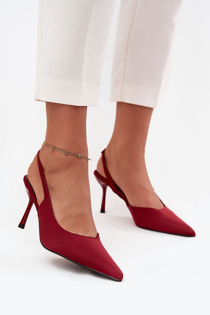 red midi high heels front view