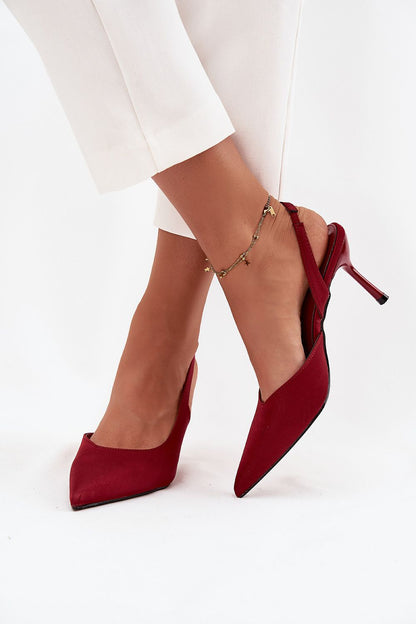 red midi high heels detail view