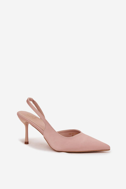 red midi high heels side view