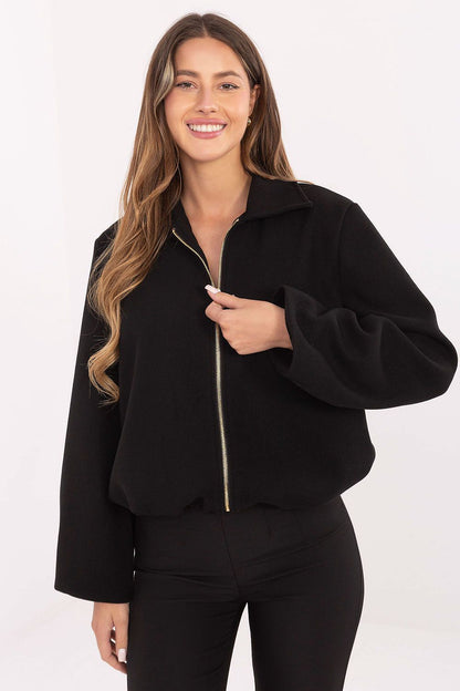 black long sleeve jacket front view