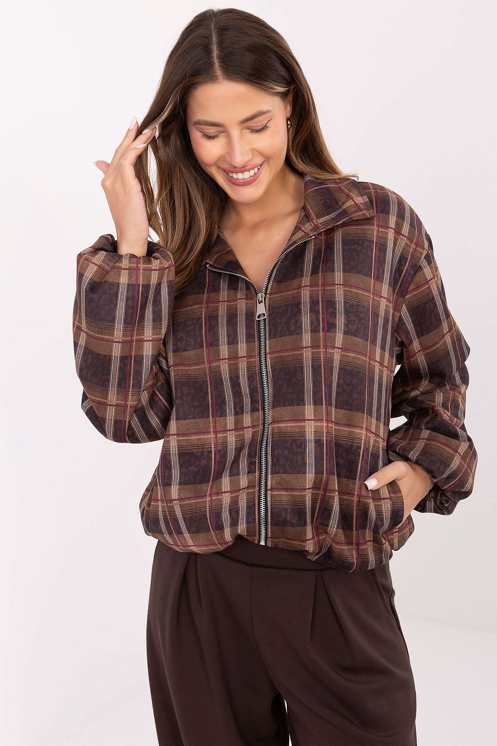 multicolor long sleeve jacket front view