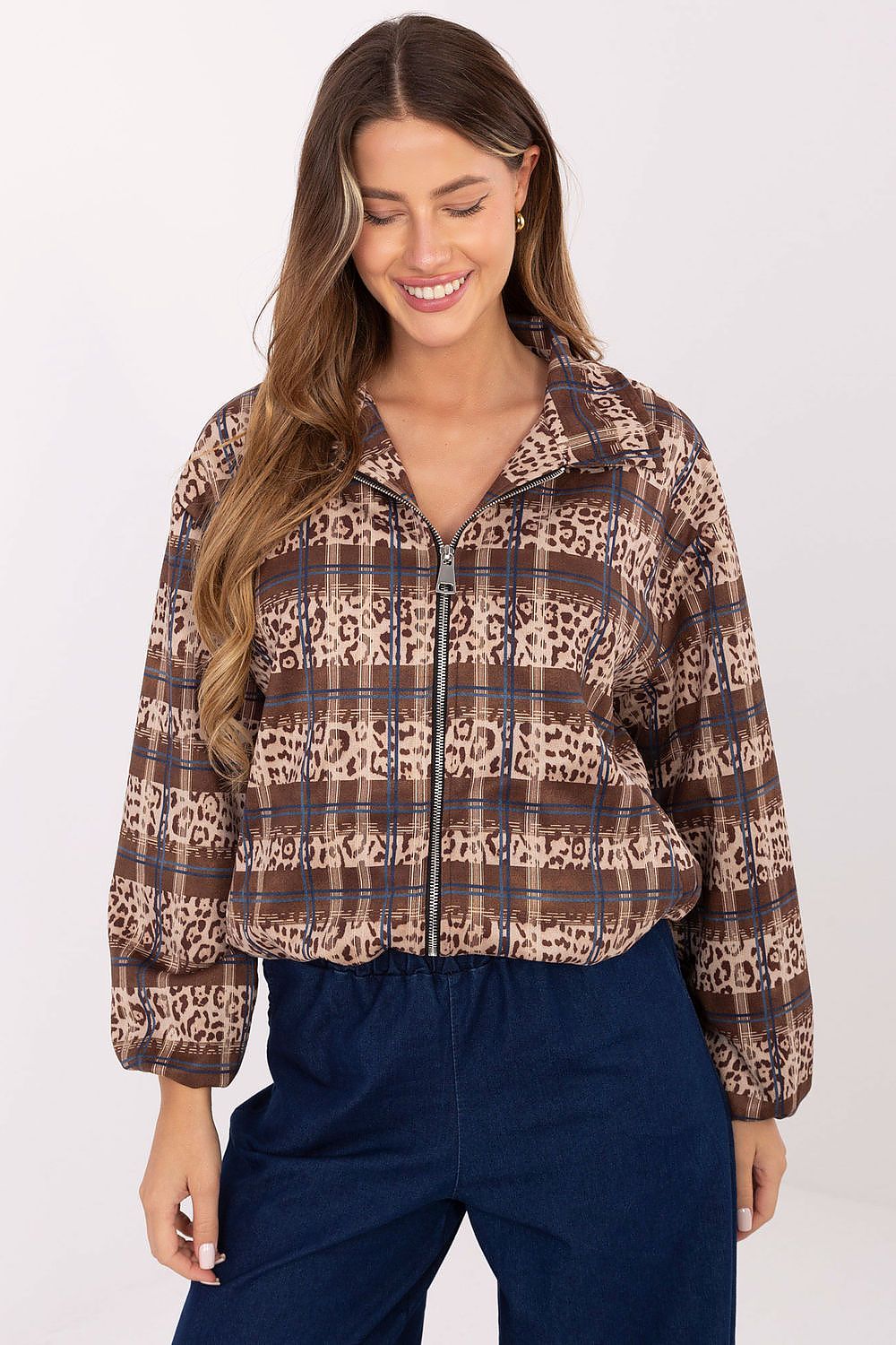 multicolor long sleeve jacket back view