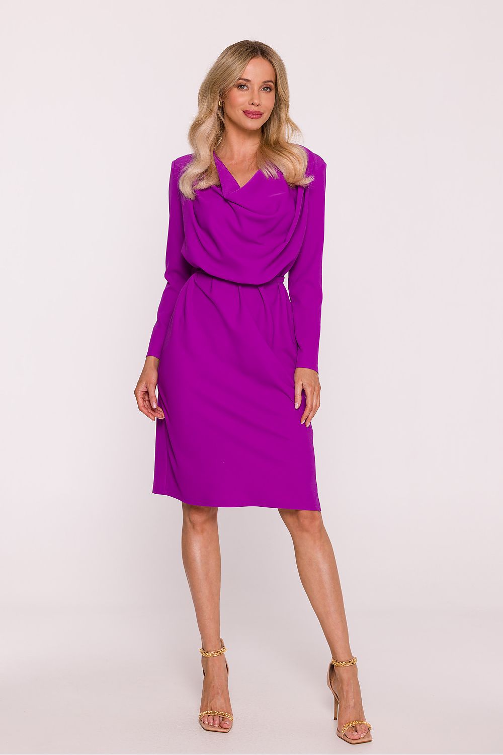 violet pencil belted evening dress alternate angle