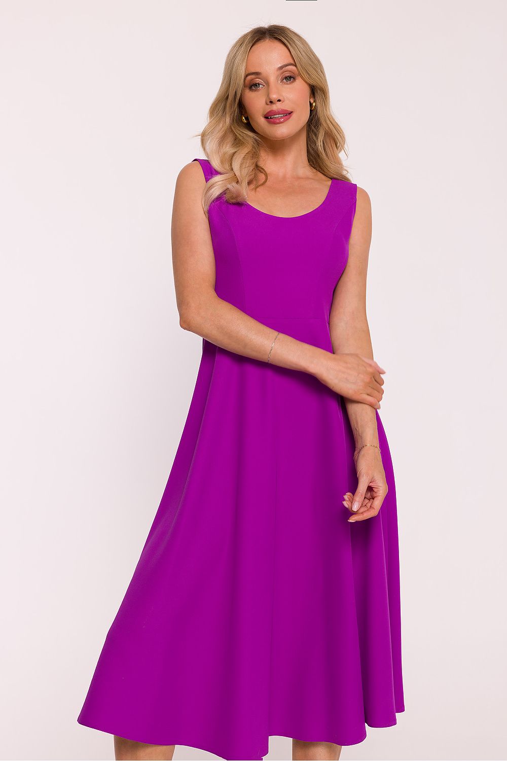 violet lace flared evening dress front view