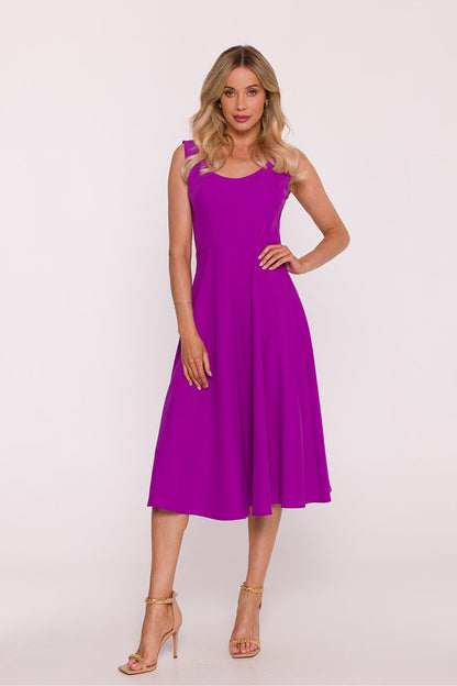 violet lace flared evening dress alternate angle
