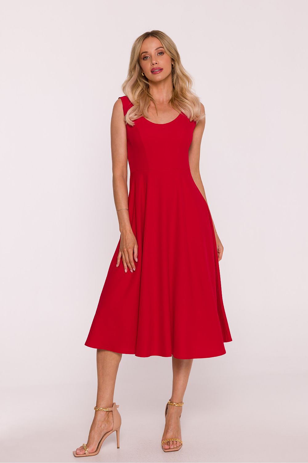 violet lace flared evening dress side view