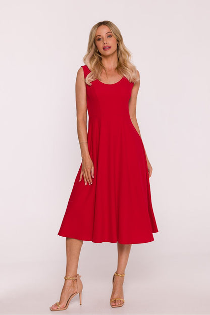 violet lace flared evening dress side view