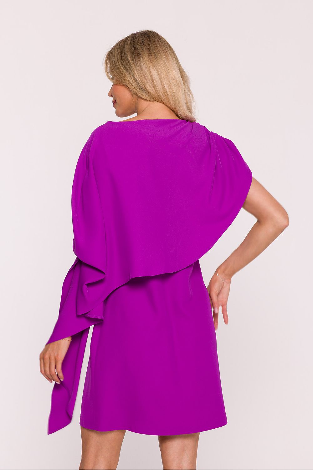 violet lace asymmetrical evening dress detail view