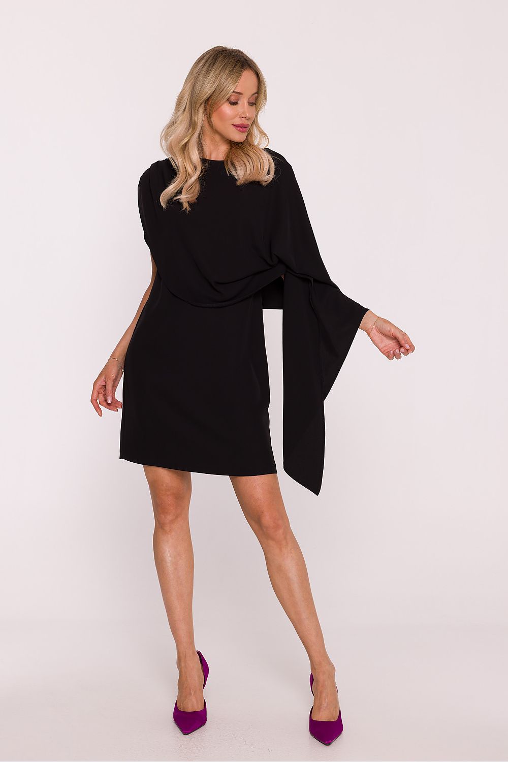 violet lace asymmetrical evening dress view 8