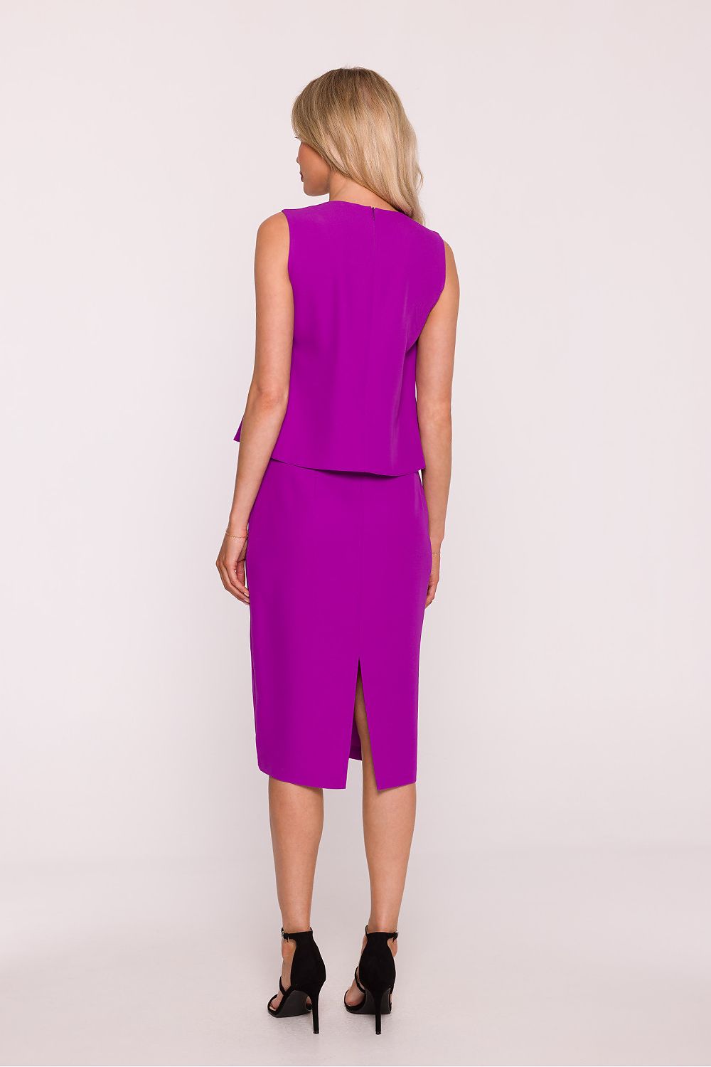 violet lace pencil evening dress detail view