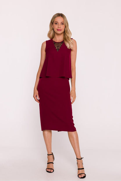 violet lace pencil evening dress view 11