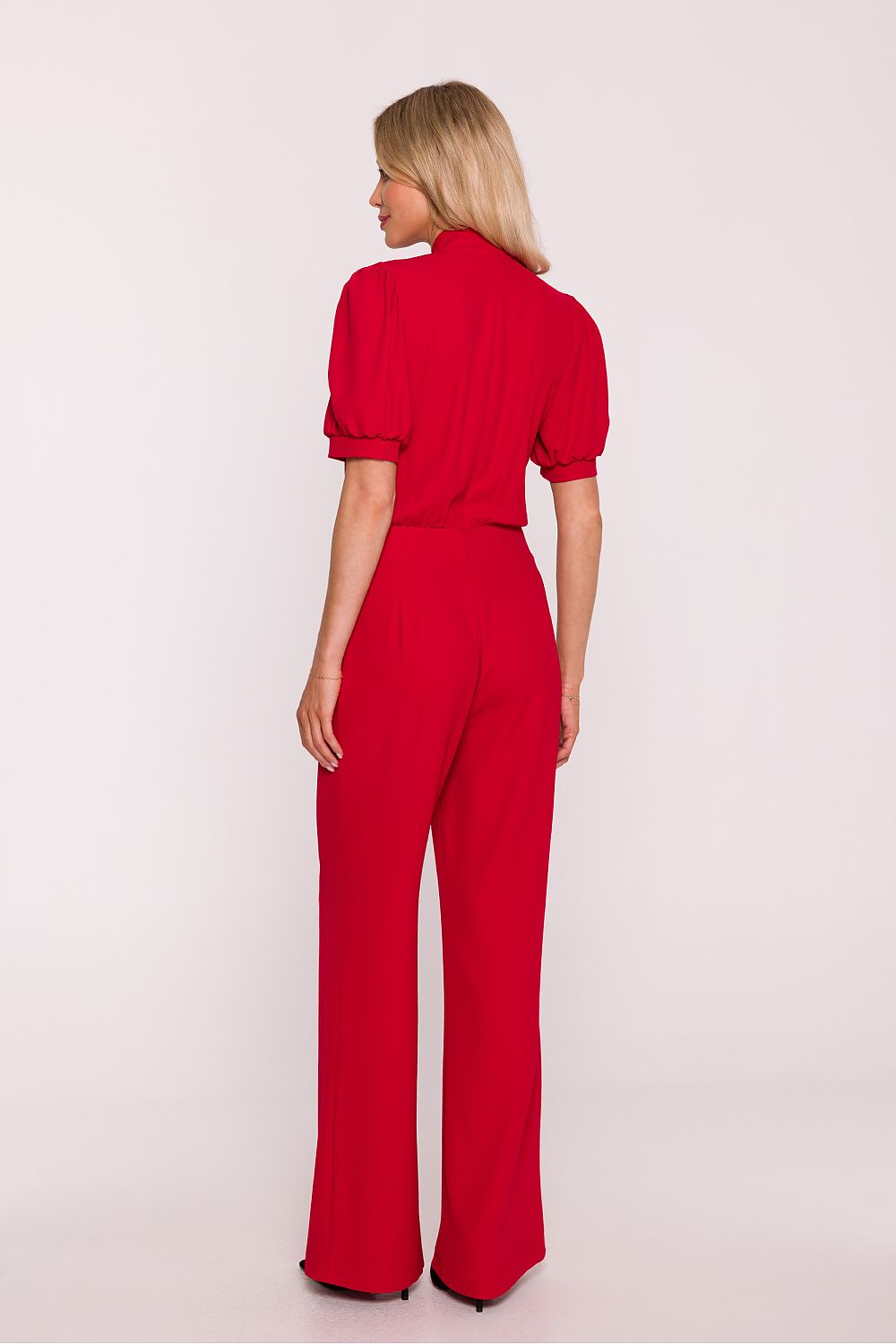 violet flared v-neck suit view 6