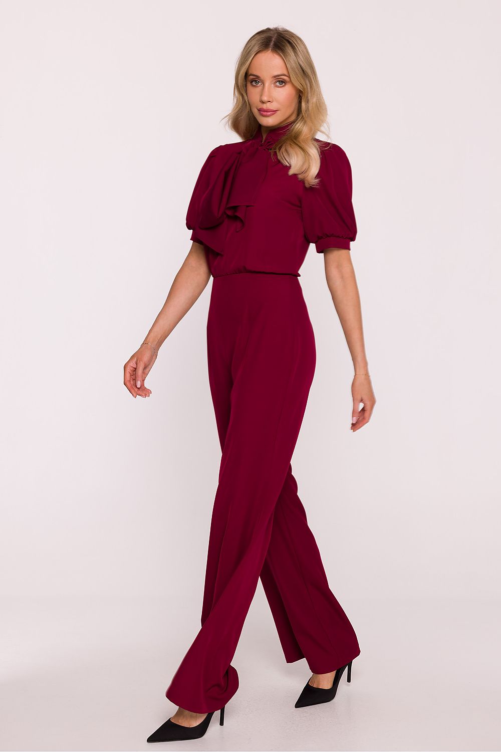 violet flared v-neck suit view 11