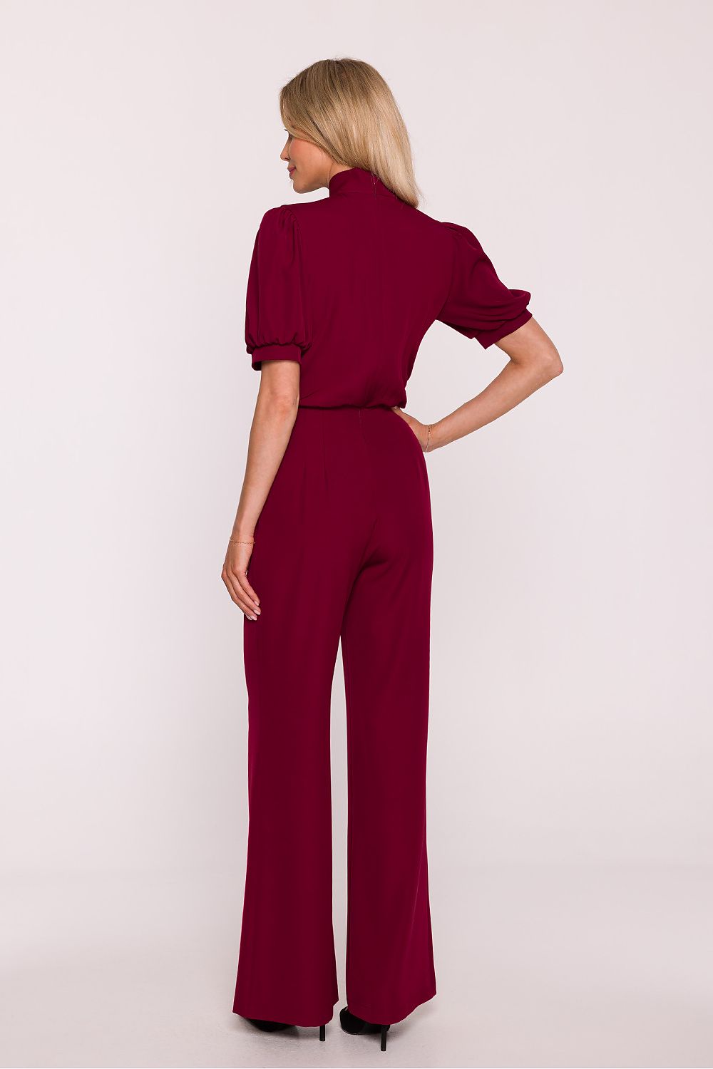 violet flared v-neck suit view 12