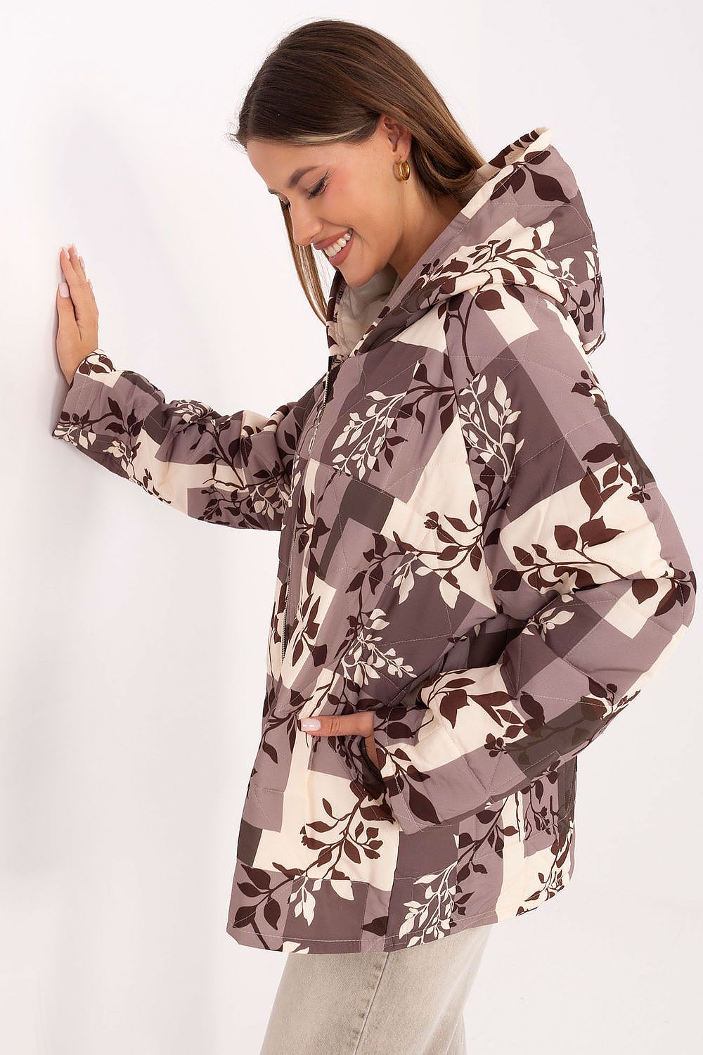 beige long sleeve jacket alternate angle
