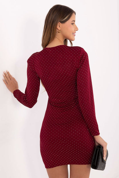 brown wrap flared elegant brown wrap flared short dress for special occasions & parties view 14