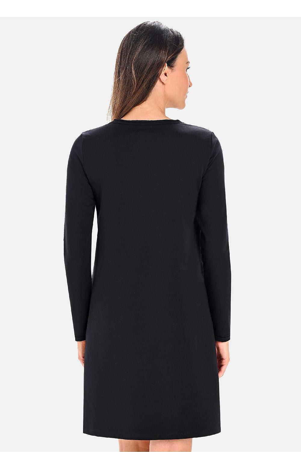 black elegant black cotton dress for women – flattering fit & comfortable wear alternate angle