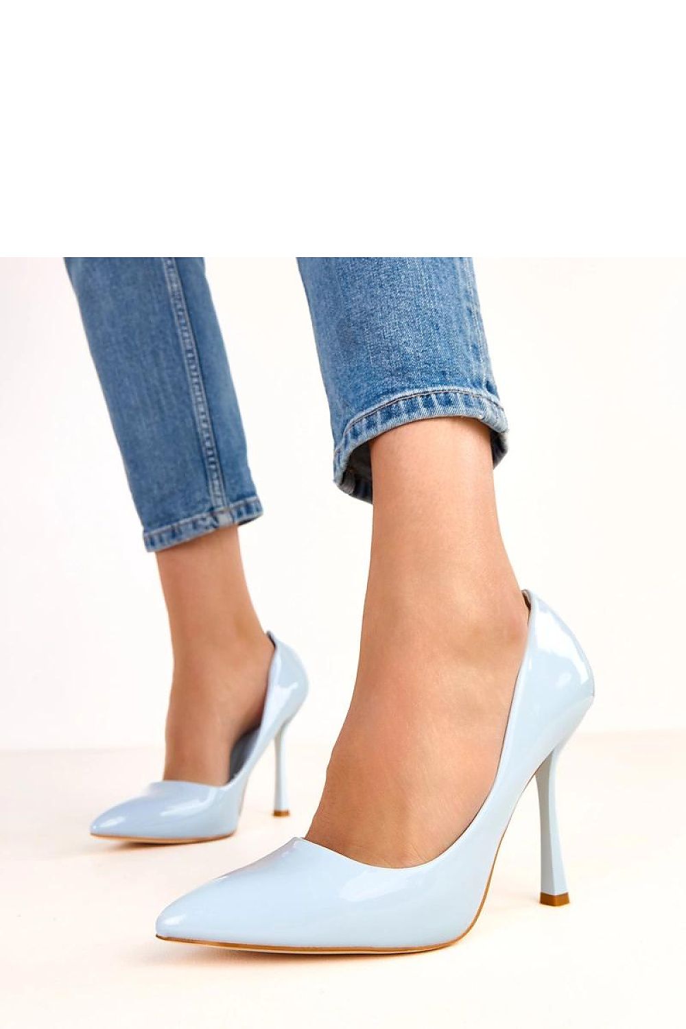 blue mini high heels back view