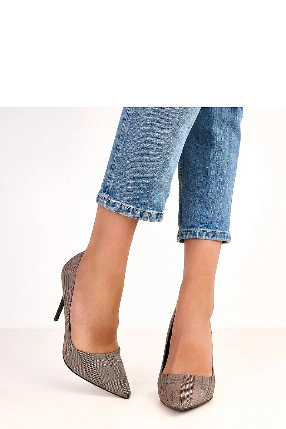 grey high heels back view