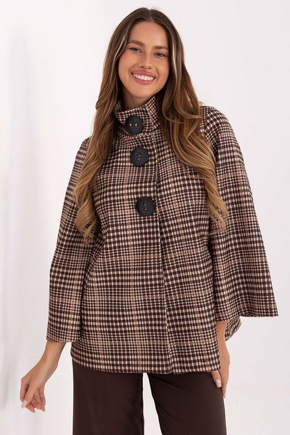 brown coat front view