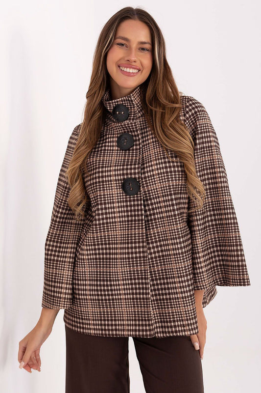 brown coat front view