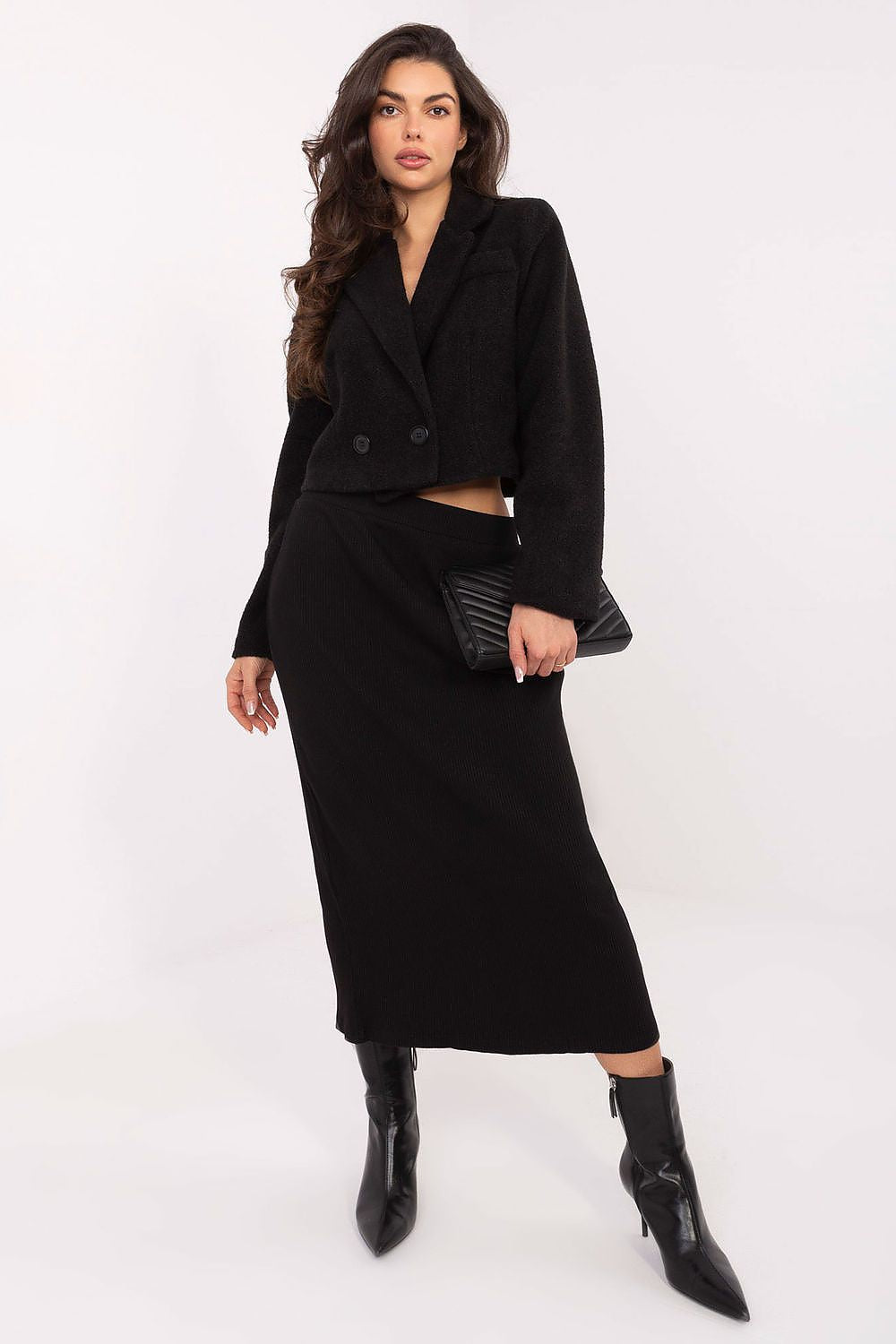 beige long sleeve mini coat side view