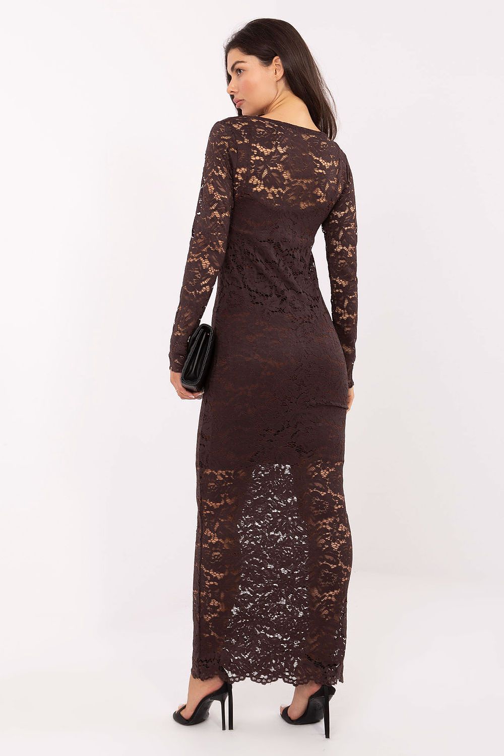 black lace long sleeve long dress view 6