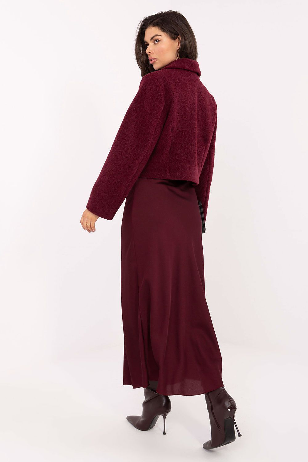 beige long sleeve mini coat view 10