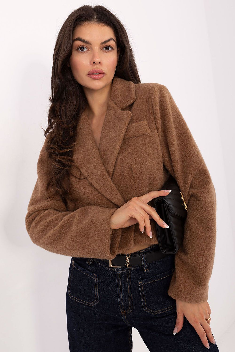 beige long sleeve mini coat view 12
