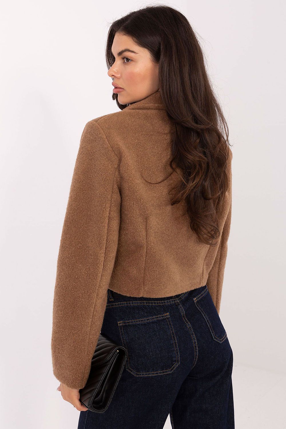 beige long sleeve mini coat view 14