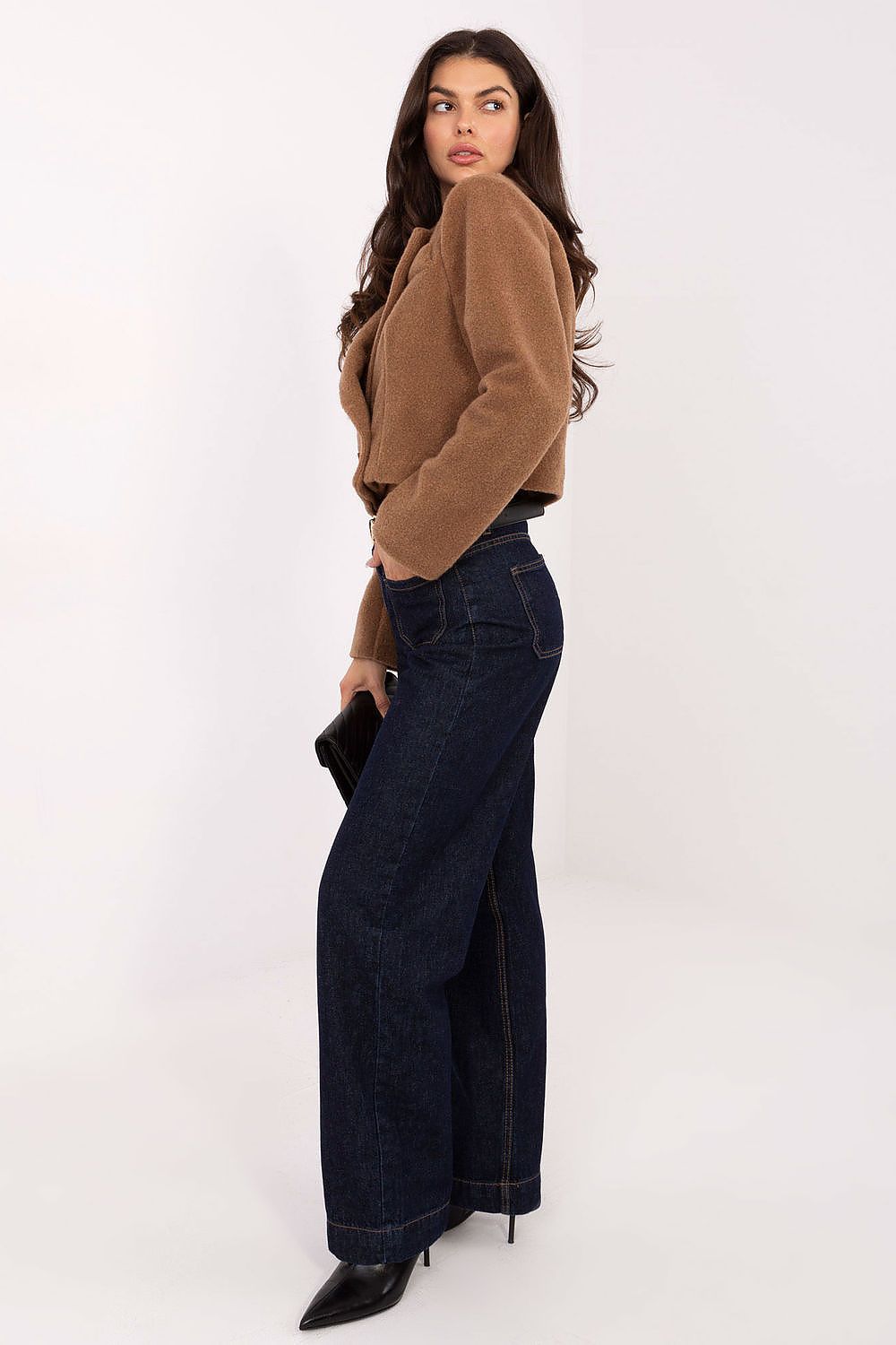 beige long sleeve mini coat view 15