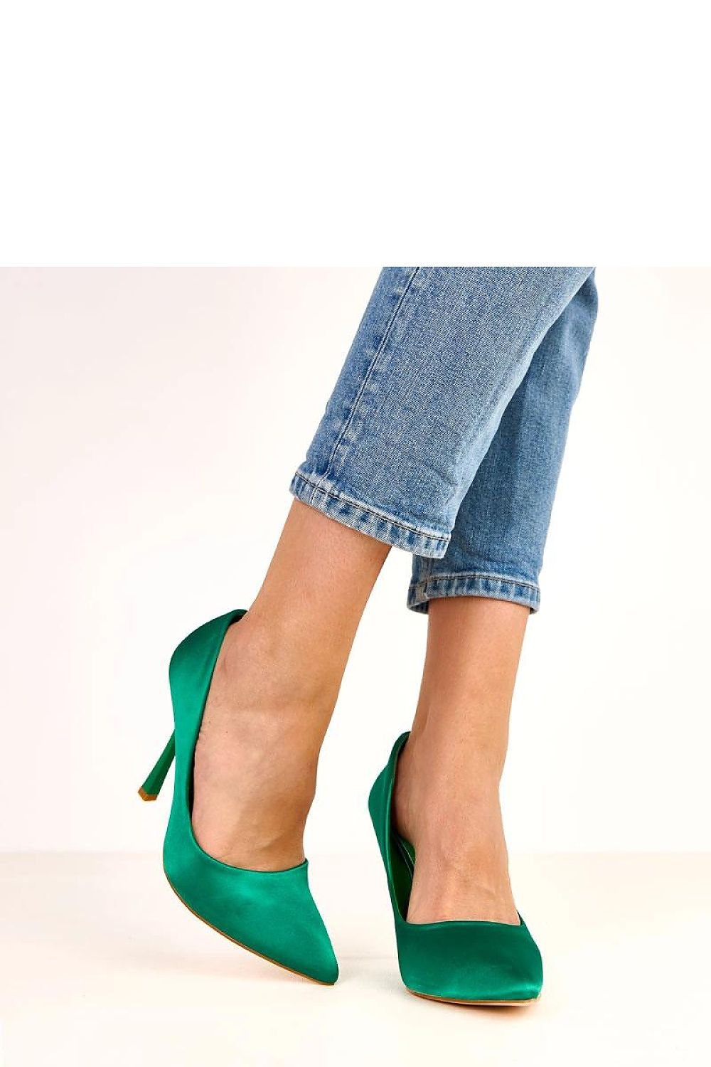 green satin mini high heels alternate angle