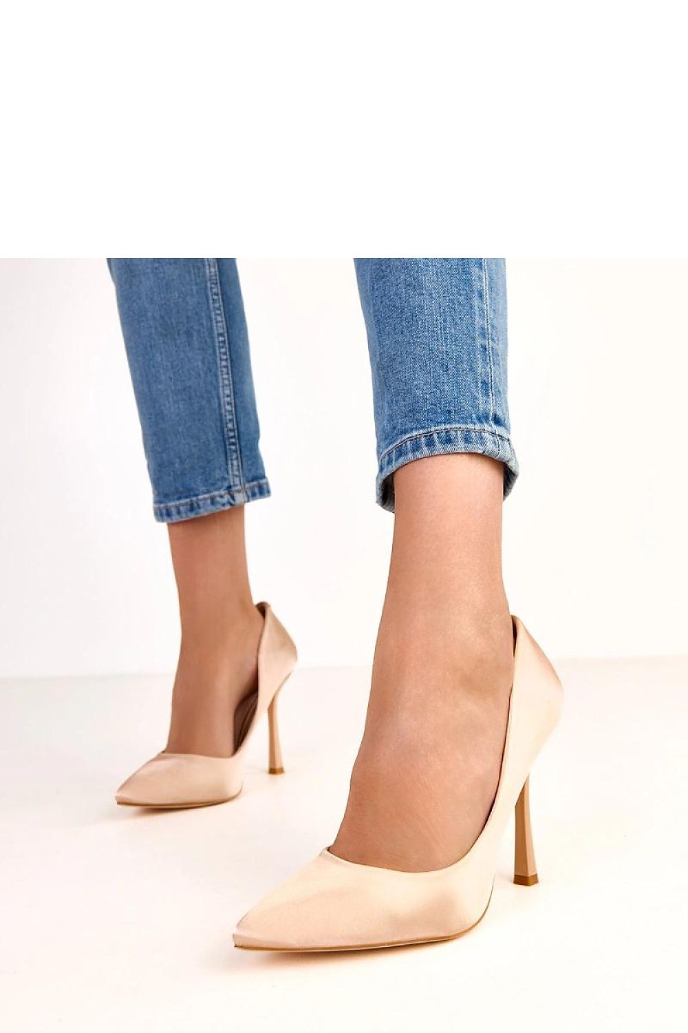 green satin mini high heels view 8