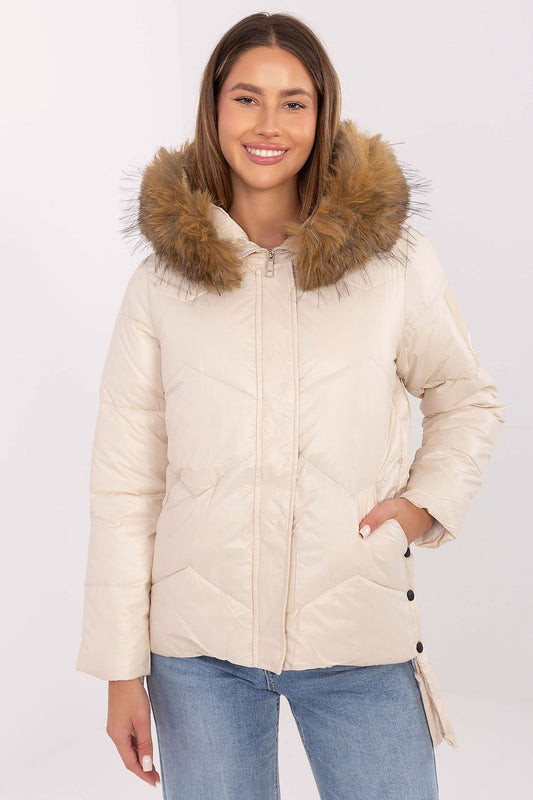 beige mini jacket front view