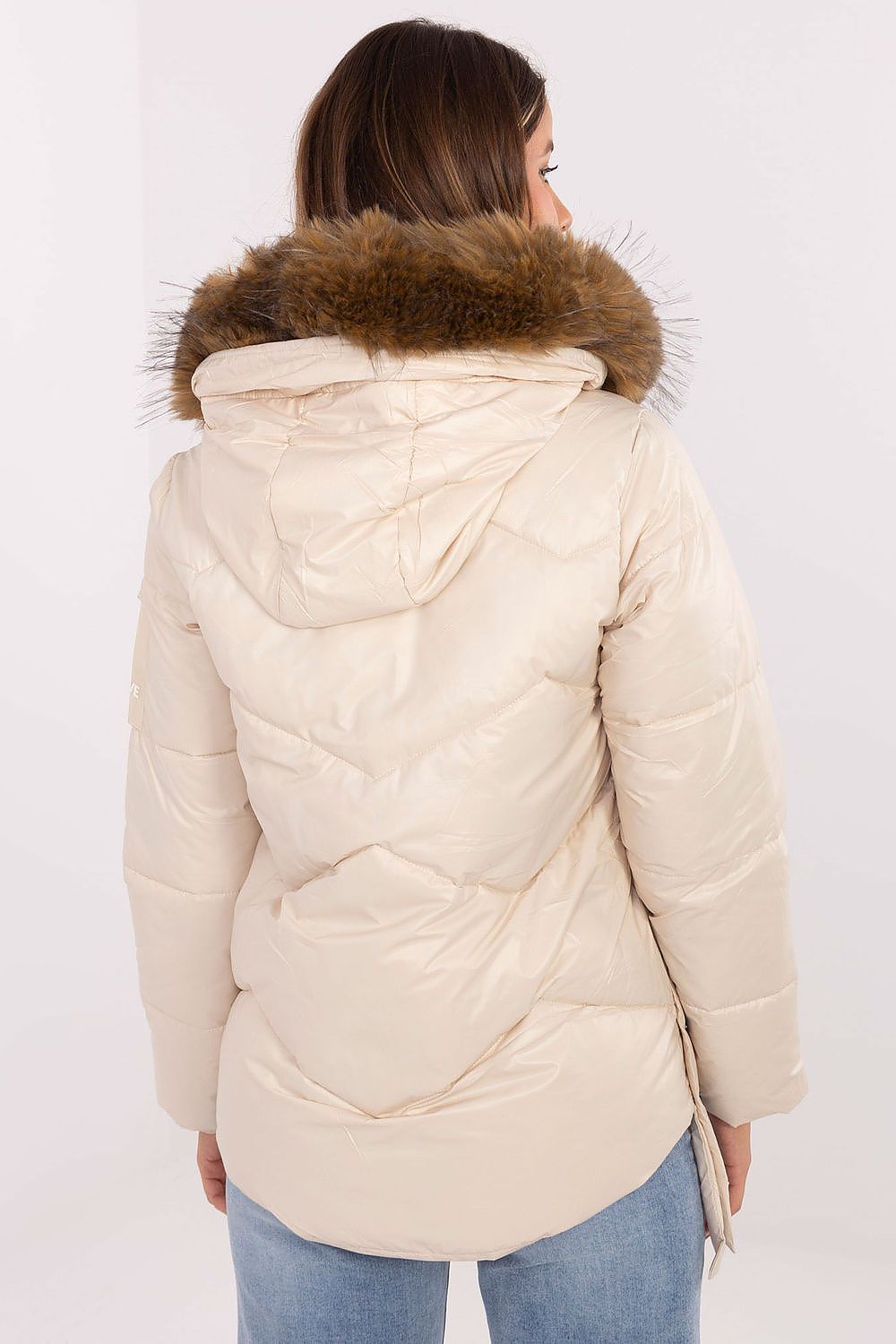 beige mini jacket detail view