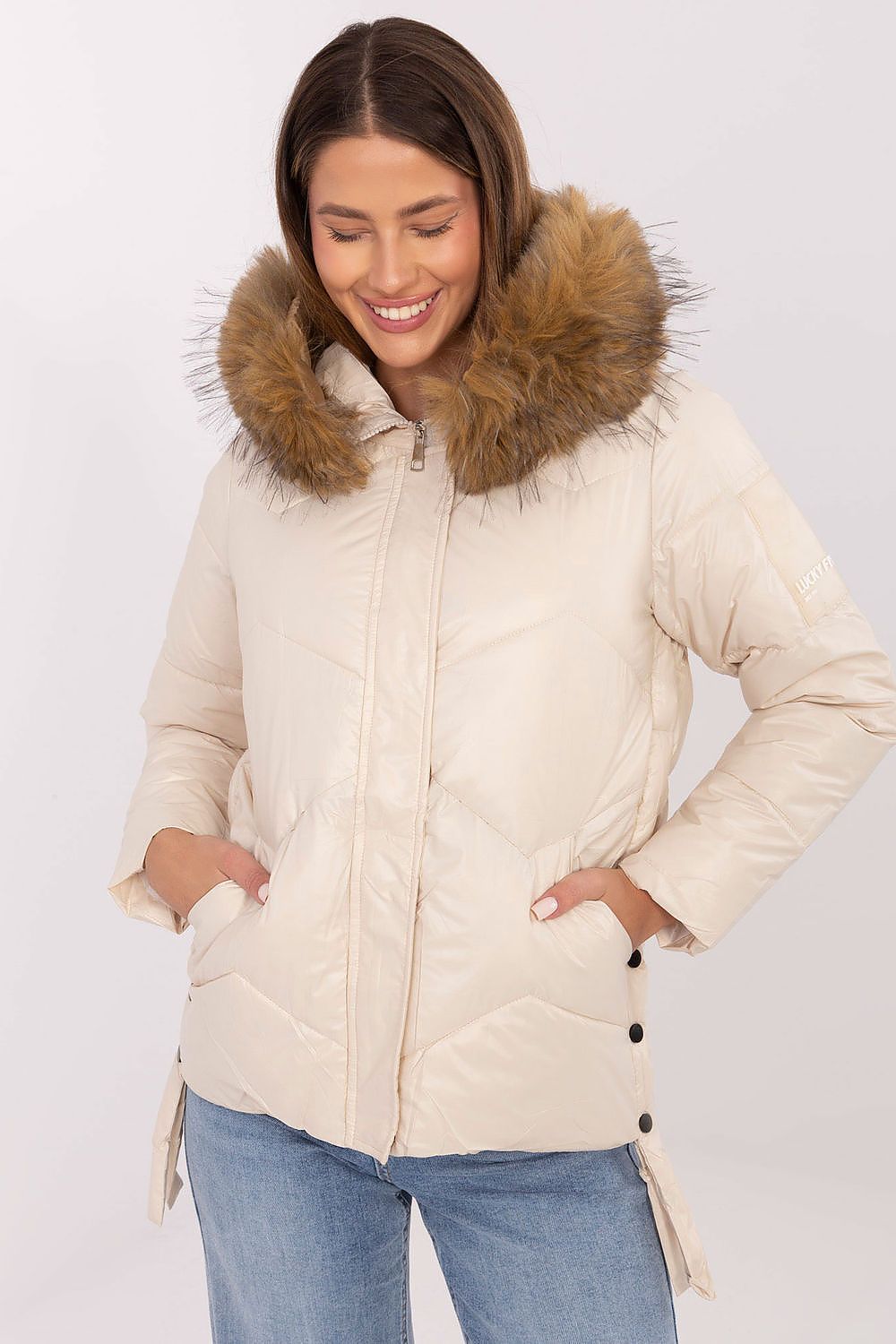 beige mini jacket back view