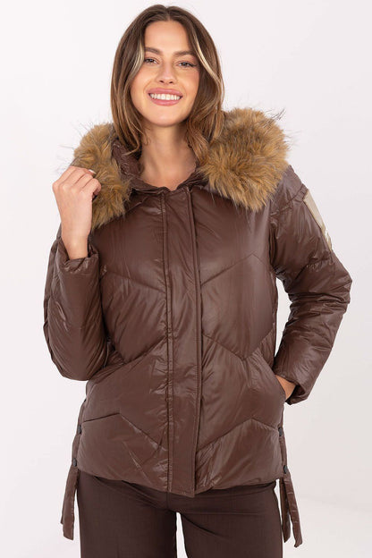 beige mini jacket side view