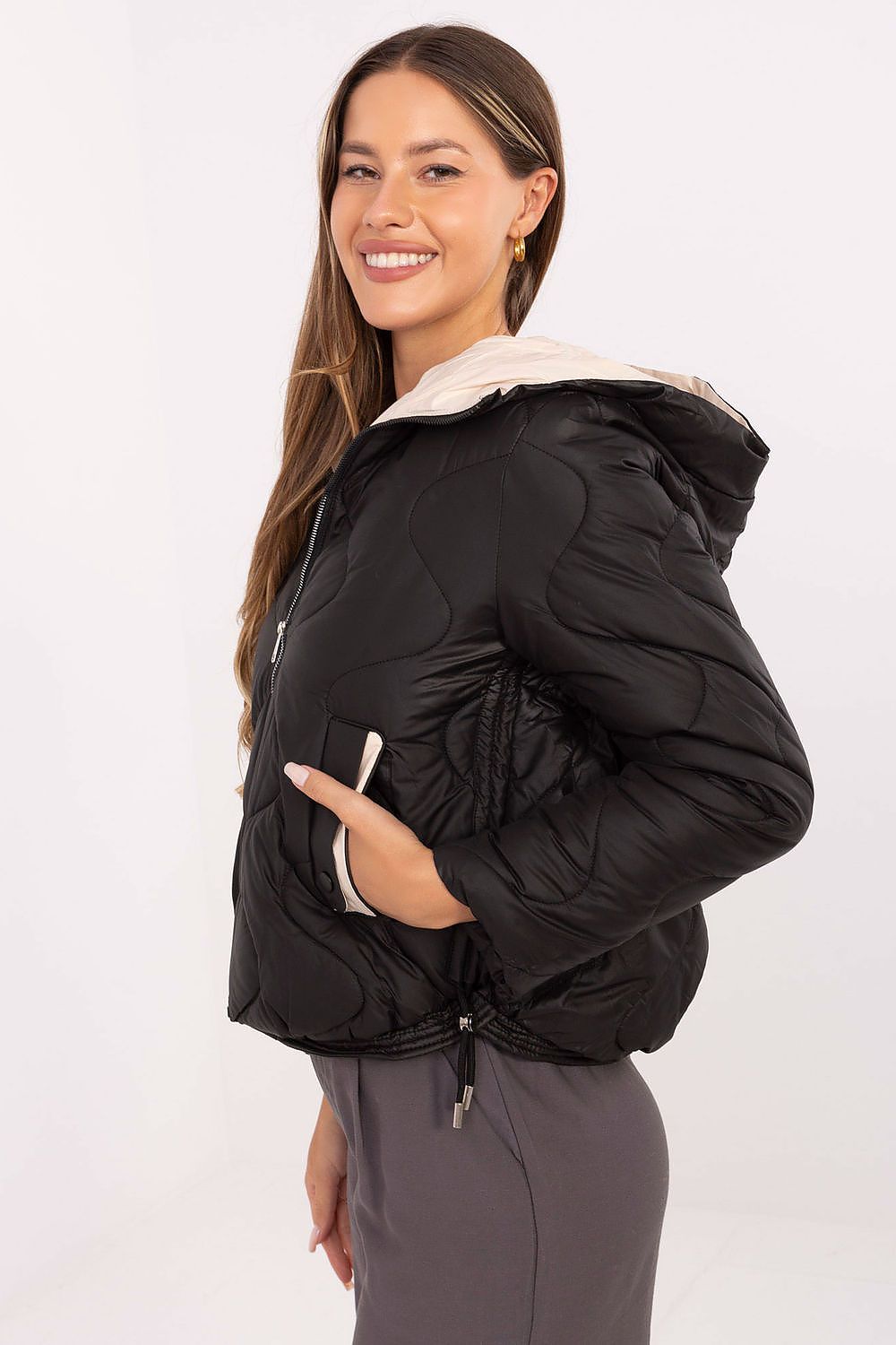 brown jacket side view