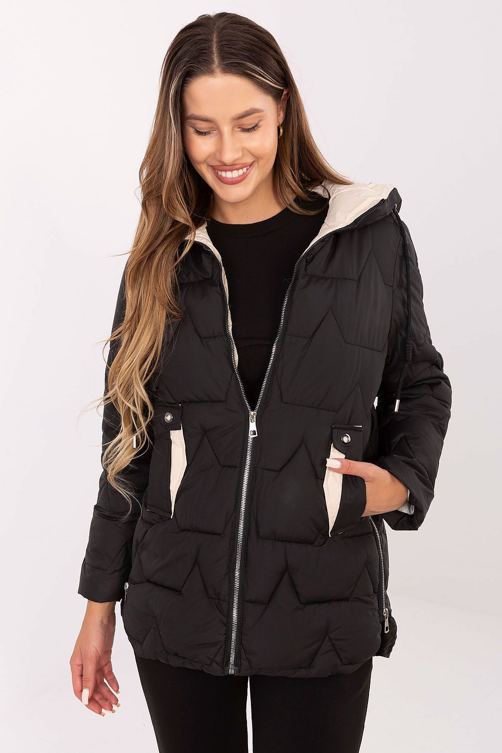 black long sleeve jacket front view
