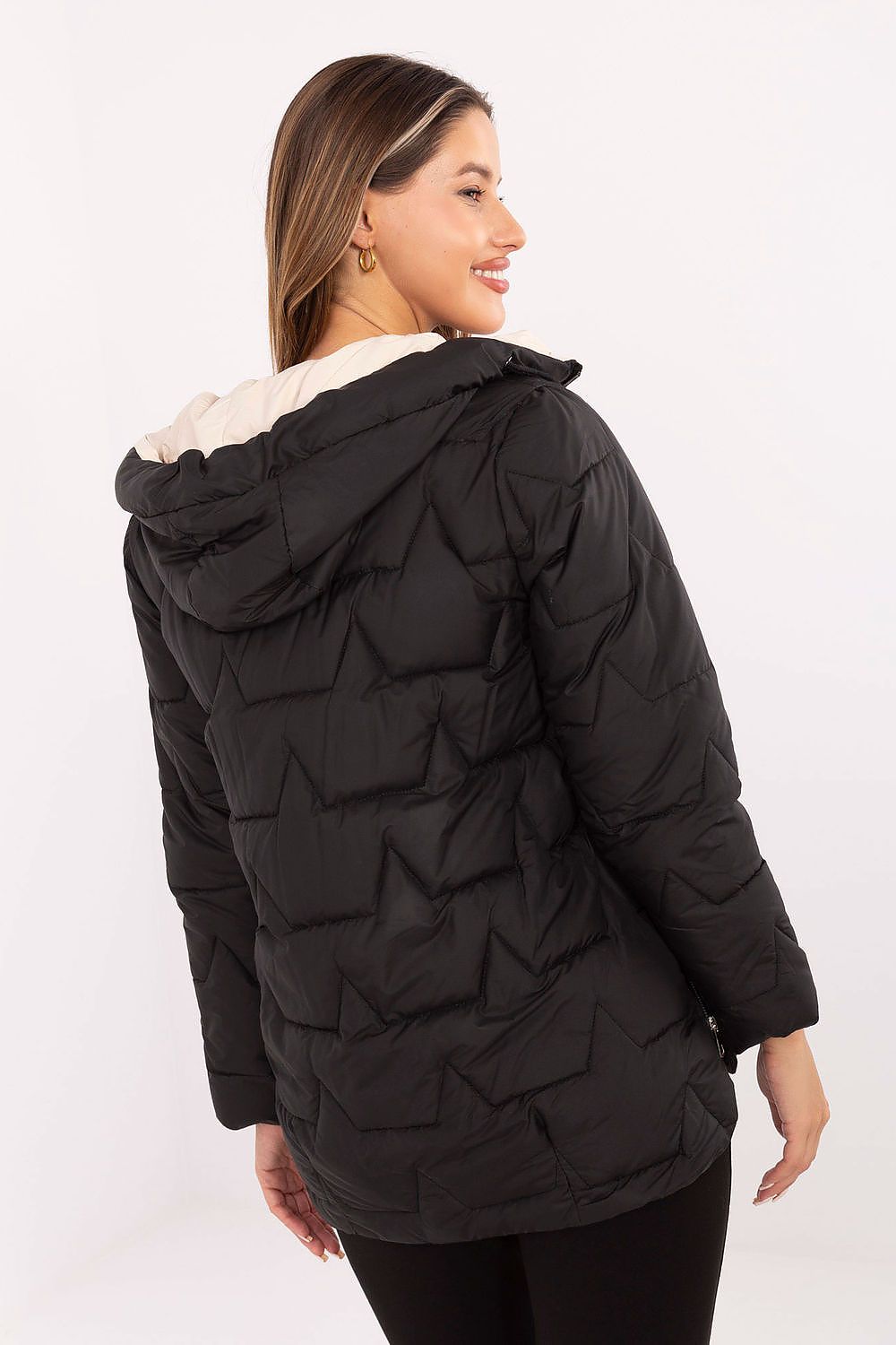 black long sleeve jacket detail view