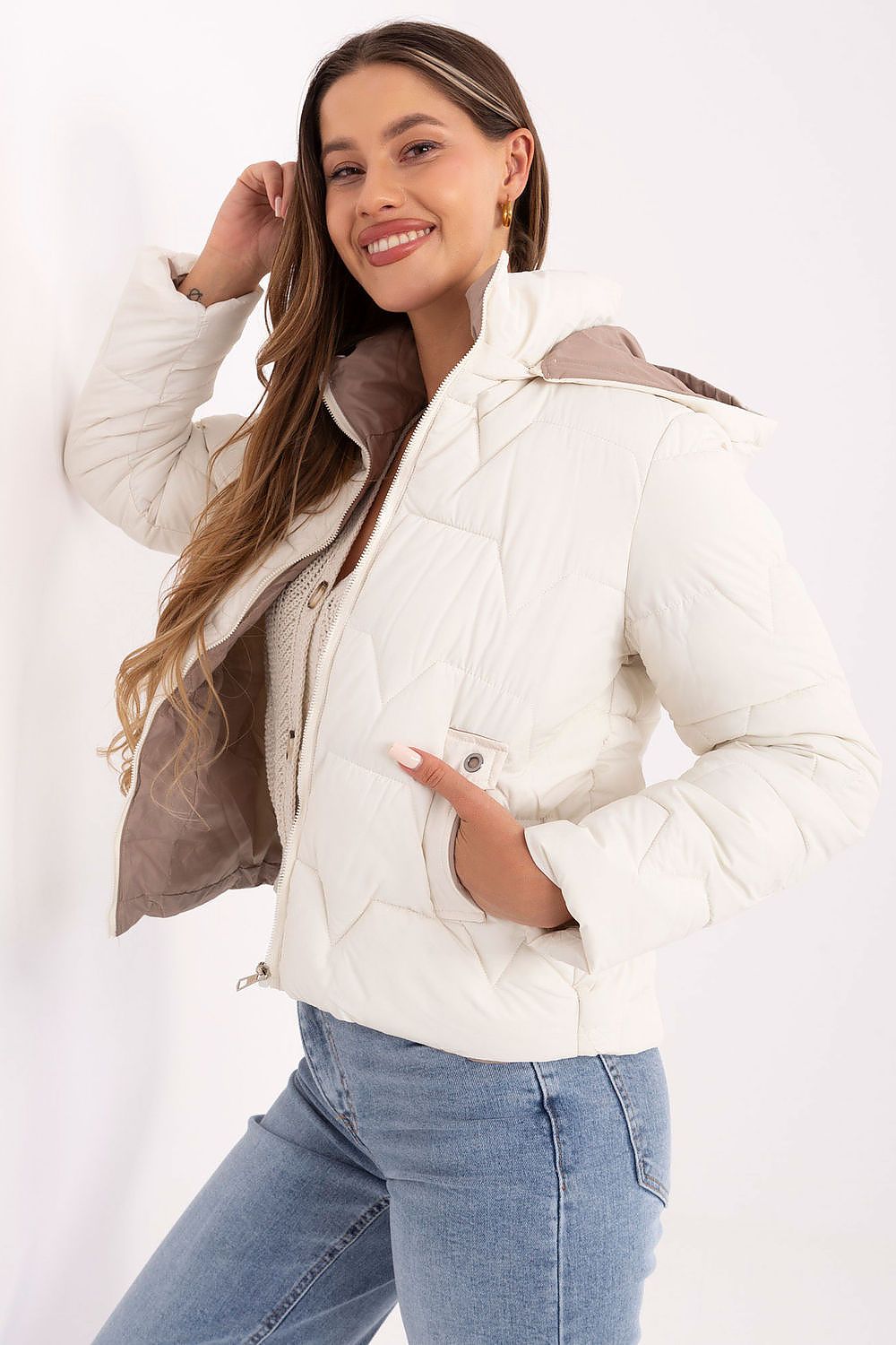 beige long sleeve jacket alternate angle