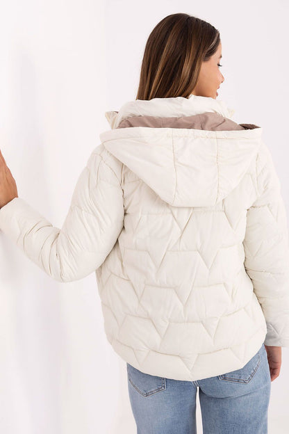 beige long sleeve jacket detail view