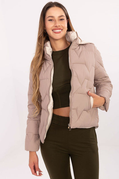 beige long sleeve jacket back view